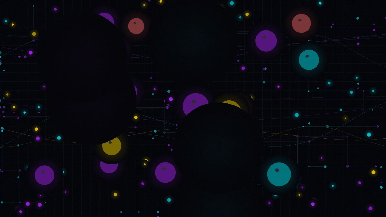 福彩3d量子彩境数据演算平台首屏背景——量子计算机内部数据流穿梭节点网络